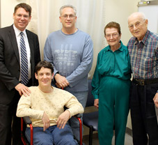 Bari-Kim with, from left: Gary E. Eddey, MD., Matheny vice president and chief medical officer; her brother, Neal; mother, Sheila; and father, Dr. Richard Goldrosen.